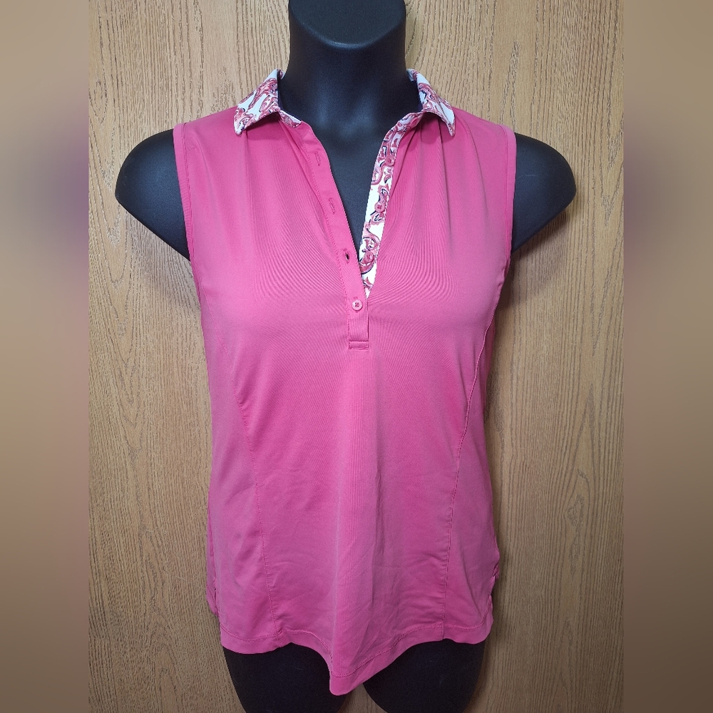 Fairway & Greene Pink Sleeveless Polo Tank Top